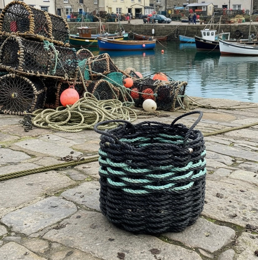 Large Repurposed Fishing Rope Basket