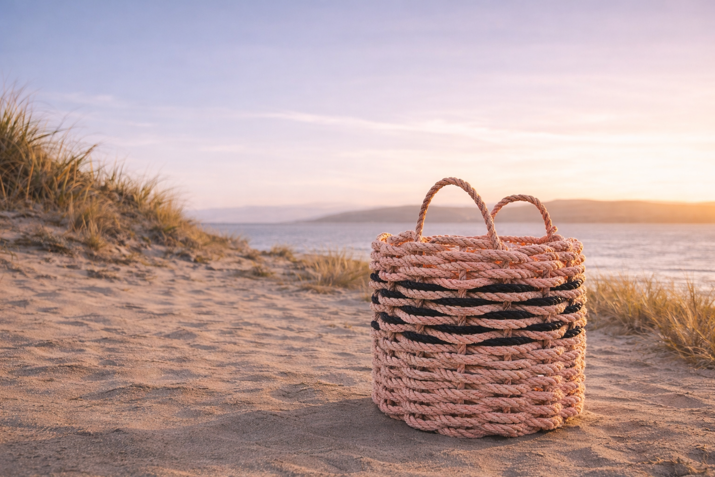 Large Weathered Rope Basket — Heavy Tide-Worn Piece