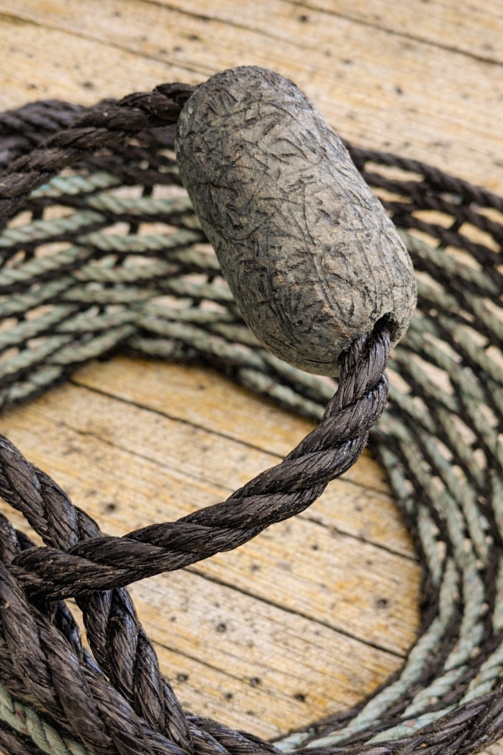 Large Weathered Rope Basket – Turquoise & Black