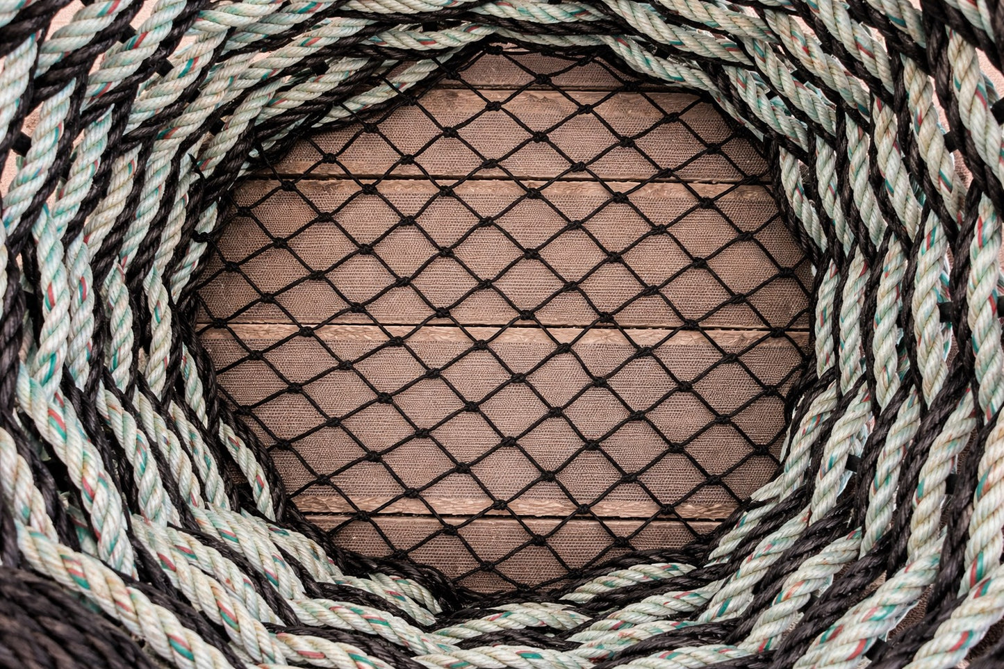 Large Weathered Rope Basket – Turquoise & Black