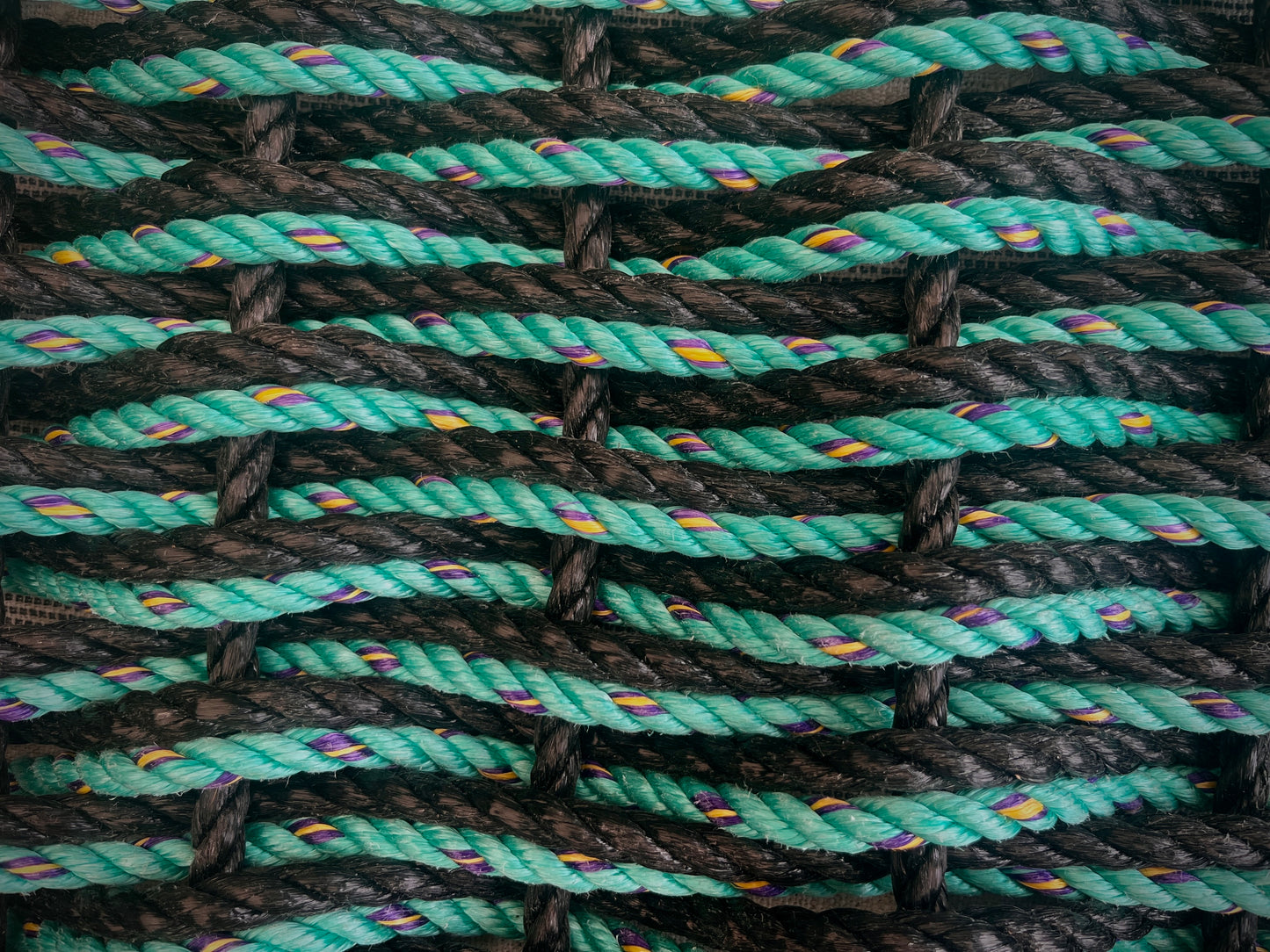 Dorn A’n Mor Repurposed Rope Door Mat — Turquoise & Black