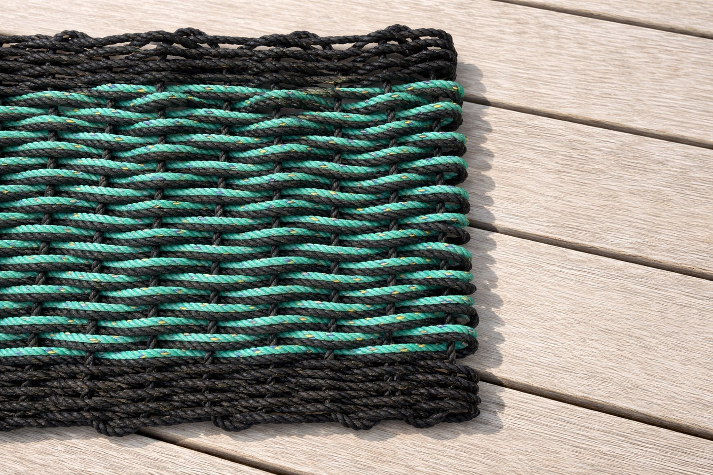 Dorn A’n Mor Repurposed Rope Door Mat — Turquoise & Black