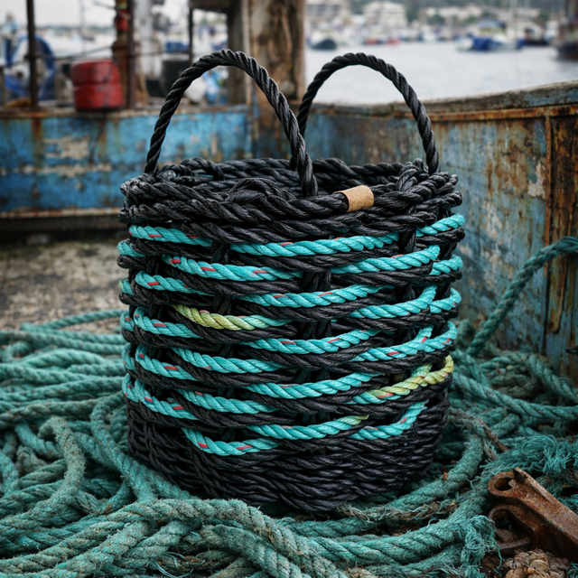 Medium Repurposed Fishing Rope Basket